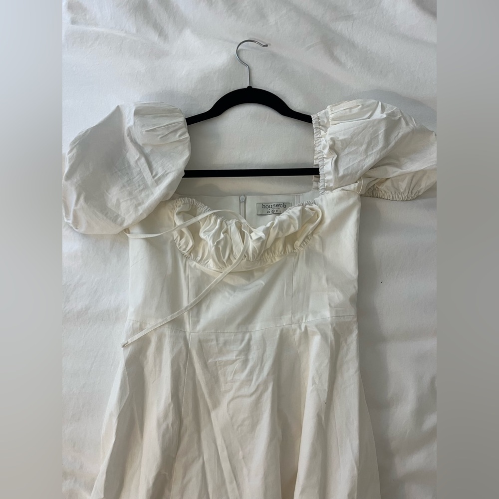 House of CB Talulah Puff Sleeve White Midi Dress